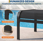Outdoor Ottoman Set of 2, Outdoor Foot Stool with Textliene Fabric, Metal Frame, Stackable Oversized Foot Rest for Patio Garden Pool, Black