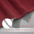 Long Burgundy Fabric Shower Curtain - Waffle Textured Tall Heavy Duty Cloth Shower Curtains for Bathroom, 256GSM Large Hotel Spa Luxury Bath Curtain Set with 12 Hooks(72Wx78H, Burgundy)
