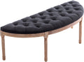 chairus 55" Button Tufted Semi-Circle Dining Bench Linen Halfmoon Entryway Bench Comfy Upholstered Bench Seat for Bay Window/Bedroom End of Bed/Living Room/Indoor, Charcoal Black