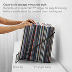 Boundless Audio Vinyl Record Storage Rack - Record Holder for 50 LPs, Black | Solid Steel Powder-Coated Finish - Patented Fold-Flat Frame - Minimalist Now Playing Album Display Stand & Crate Alternative