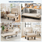 Furniliving 4 in 1 Folding Sofa Bed Chair, Convertible Sleeper Chair Bed with 6-Position Adjustable Backrest, Upholstered Chaise Lounge with Pillow, Accent Chairs for Bedroom, Linen, Beige