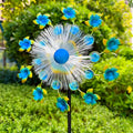 46" Flower Solar Wind Spinners for Yard and Garden, Sapphire Kinetic Windmill Wind Spinner Outdoor Decor, Solar Wind Sculpture Yard Art for Patio, Lawn & Garden