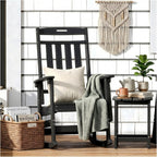 Outdoor Rocking Chair Oversized, HDPE All Weather Resistant Patio Rocker, 31.5" High Back 21.5" Deep Seat Oversized Porch Chairs for Lawn Garden Deck Balcony 400lbs Capacity(Black)