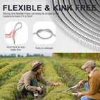 SPECILITE 25ft 304 Stainless Steel Garden Hose Metal, Heavy Duty Water Pipe with Nozzles for Yard, Outdoor - Flexible, Never Kink & Tangle, Puncture Resistant (Sliver)