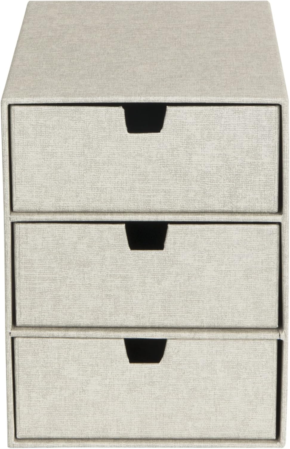 Bigso Box of Sweden 3-Tier Desktop Drawers - Desk Tidy Organiser for Stationery Storage - Paper Mini Filing Cabinet in Fibreboard and Paper in Linen Look - Beige