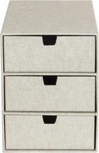 Bigso Box of Sweden 3-Tier Desktop Drawers - Desk Tidy Organiser for Stationery Storage - Paper Mini Filing Cabinet in Fibreboard and Paper in Linen Look - Beige