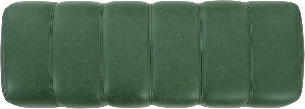 Christopher Knight Home Lamie 49.13" Faux Leather Upholstered Dining Bench, Wooden Entryway Bench, Long Sofa Footstool for Living Room, Bedroom End of Bed Bench, Green+Black