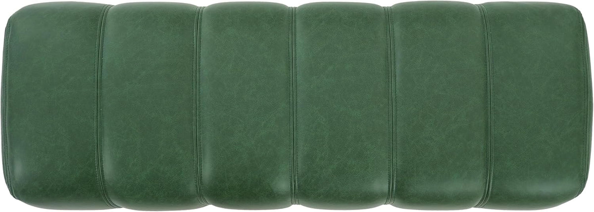 Christopher Knight Home Lamie 49.13" Faux Leather Upholstered Dining Bench, Wooden Entryway Bench, Long Sofa Footstool for Living Room, Bedroom End of Bed Bench, Green+Black