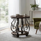 Signature Design by Ashley Frallyn Classic End Table with Curved Metal Supports, Dark Brown & Gray