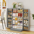 TANGZON 41"/47" Kitchen Cupboard, Kitchen Pantry Cabinet with Doors & Adjustable Shelves, Space Saving Larder Storage Cupboard Organiser for Dining Room Living Room Entryway (60 x 30 x 104cm, Grey)
