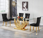 HomVent 5 Piece Glass Dining Table Set for 4, Kitchen Dining Table Set with Dining Chairs, Glass Dining Room Table Set for Dining Room Kitchen