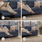 Signature Design by Ashley Danum Modern Manual Pull Tab Reclining Sofa with Tufed Back Cushion, Blue