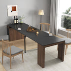 Transforming Table Extender for Dining Table, Pull Out Table, Transformer Console with Storage & Built-in Outlet, Folding Dining Table for 12, Walnut Black