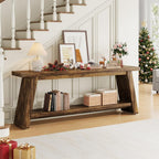 70.9" Extra Long Entryway Table, Farmhouse Wood Console Table with Storage, 2-Tier Narrow Sofa Table Behind Couch for Living Room, Hallway, Entrance, Foyer, Rustic Brown