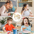 DOREROOM Adjustable Kids Table & 2 Chairs Set, 31.5" L x 23.6" W, Beige-W | Graffiti Desktop,Table Supports 300 lbs,Toddler Ages 2-8，FSC-certified, Children Activity Table for Daycare, Classroom, Home