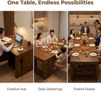 Extendable Dining Room Table for 1-10, 29.9"-108.7" Modern Farmhouse Wooden Long Large Rectangular Expanding Conference Kitchen Table for Party Weddings Meetings, Walnut