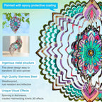 Goolyrusim Wind Spinner Mandala Jasmine, 12Inch Laser Cut Stainless Steel Wind Spinners, 3D Hanging Wind Sculptures for Yard and Garden Decoration Outdoor Decor Ornament, Mandala Gifts for Women Men