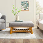 Walker Edison Nash Modern Farmhouse Large Oversized Linen Ottoman, Dark Grey