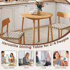 Giantex 27.5-Inches Bamboo Dining Table for 2-4, Round Dinner Tables with Non-Slip Foot Pads, Farmhouse Small Kitchen Table for Dining Room, Living Room, Dinette, Apartment (Round)