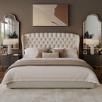 AMERLIFE King/Cal King Headboard Only, Velvet Upholstered Wingback, Cream