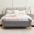 57" Storage Ottoman Bench，Upholstered Linen End of Bed Bench Entryway Storage Bench for Living Room,Light Grey