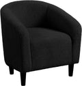 Yaheetech Small 25.5in Wide Sherpa Barrel Accent Chair for Bedroom, Black | Compact Cozy Barrel Chairs with a Curved Silhouette, Upholstered Furry Armchair for Small Spaces, Living Room Bedroom Corner