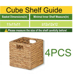 11 x 11 x 11 in Woven Storage Baskets,Set of 4 Wicker Cubes Baskets,Natural | Foldable Water Hyacinth Baskets,Handwoven Storage Baskets for Shelves,Kitchen or Outdoor