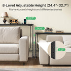 Kitstorack 2-Pack Black Console Table, 7.9" Deep Panel, Adjustable Height (25"-33") & with 2 Power Outlets, Behind Sofa Couch Table, Use Together or Separately - 78.8" Total Long