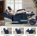 Power Zero Gravity Reclining Loveseat with Adjustable Headrest, Double Reclining Loveseat with Console, Power Loveseat Recliner with USB & Type-C Ports for Living Room (Blue)