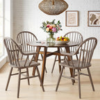 DUHOME Windsor Dining Chairs Set of 2, Solid Wood Spindle Curve Back Chairs with Arms, Farmhouse Mid Century Modern Chairs for Kitchen, Dining Room, Restaurant, Cafe & Hotel
