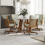 Chromcraft Set of 1 Caster Swivel Tilt Dining Chairs, Ultra Comfort Kitchen Chairs Casual Chairs with Soft Rubber Wheels Rolling Chair on Wheels for Kitchen(Alden Garden-Chestnut)