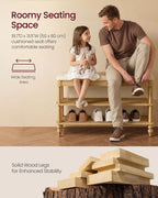 VASAGLE Mariel Collection - Shoe Bench, Wooden Entryway Bench with Padded Seat, 2-Tier Shoe Storage Rack, 31.5 x 11.6 x 19.7 inches, for Entryway and Bedroom, Natural Brown ULSB180K101S