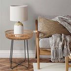 Oakrain Small End Table, Small Round Coffee, Bamboo&Rattan, Accent Table with Boho Style, for Balcony, Livng Room, Bedroom (18.11inch, 1PCS)