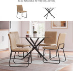 Signature Design by Ashley Pharwynn Casual Indoor Faux Leather Upholstered Armless Dining Chair with Sled Base, Set of 4, Light Brown & Black