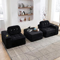 Folding Futon Sleeper Sofa Bed Chair, No Assembly, Black 3 | Dual-layer flannel corduroy| Anti-collapse foam| Pillow and blanket included| Side pockets| Ergonomic for lounging