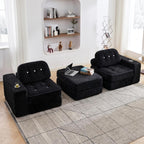 Folding Futon Sleeper Sofa Bed Chair, No Assembly, Black 3 | Dual-layer flannel corduroy| Anti-collapse foam| Pillow and blanket included| Side pockets| Ergonomic for lounging