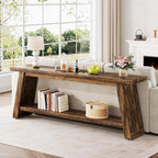 70.9" Extra Long Entryway Table, Farmhouse Wood Console Table with Storage, 2-Tier Narrow Sofa Table Behind Couch for Living Room, Hallway, Entrance, Foyer, Rustic Brown