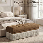 Hyfirm 47-Inch Chenille Ottoman Bench Vintage Tufted Fringe Design Brown | From bedroom dressing to living room lounging, this bench serves as an end-of-bed seat, sofa footrest, or entryway accent