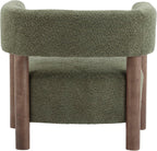Christopher Knight Home Carly Low Profile Accent Chair, Round Backrest Side Chair, Living Room Armchair with Boucle Fabric Cushion,Comfy Reading Chair for Bedroom,Wooden Single Lounge Sofa,Olive Green