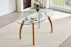 62.87" Glass Dining Table for 4-6, Modern Oval Dining Room Table with 0.39" Tempered Glass Top and Storage Shelf, Kitchen Dinner Table with Silver Electroplated Metal & Solid Rubber Wood Legs