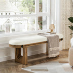 LITTLE TREE Solid Wood Bench, 47.24" End of Bed Bench, Entryway Bench with Upholstered for Hallway, Living Room, Bedroom, Kitchen