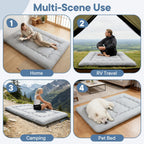 DUMOS Japanese Floor Mattress Twin Size, 4" Thick Futon Mattress, Gray | Tatami Mat Sleeping Pad, Removable Cover, Portable Roll Up Floor Lounger Bed, for Guest, Dormitory, Camping and Travel