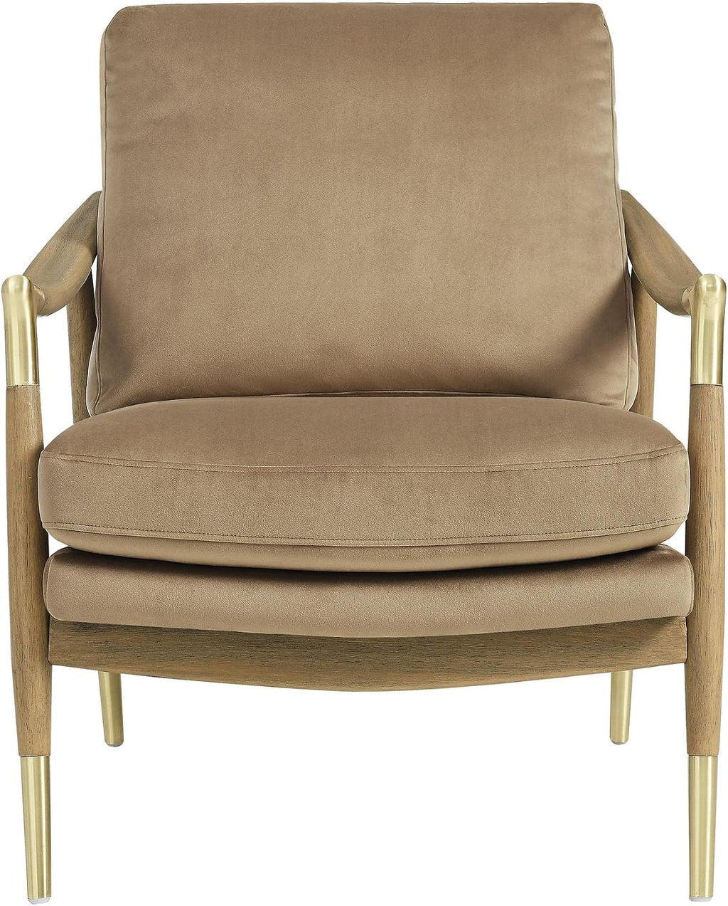 Modway Langford Stain-Resistant Performance Velvet Armchair – Mid Century Modern Velvet Chair with Wood Frame – Upholstered Accent Chair for Living Room or Bedroom