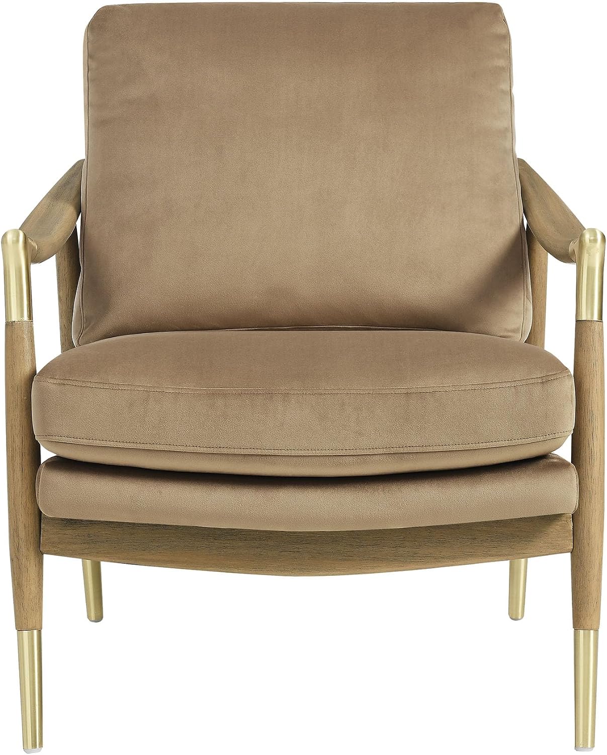 Modway Langford Stain-Resistant Performance Velvet Armchair – Mid Century Modern Velvet Chair with Wood Frame – Upholstered Accent Chair for Living Room or Bedroom