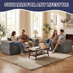 Convertible Sofa Bed, 4-in-1 Loveseat with Removable Armrests Backrest, Corduroy Futon Couch Bed with Pillow, Foldable Mattress Sleeper Sofa for Living Room Bedroom Small Place (Grey)