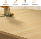 Extendable Dining Table 41–78 Inch, Round to Oval Expandable Kitchen Table for 4–8 People, Fluted Base Modern Farmhouse Design for Dining Room or Living Room, Natural Wood Finish
