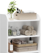 Homhedy Small Bathroom Storage Cabinet, Toilet Paper Storage Cabinet | Bathroom Floor Cabinet with Doors and Shelves, Bathroom Organizers for Small Spaces, 7.9" D x 14.6" W x 31" H, White