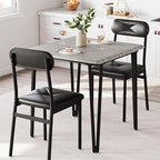 GarveeHome Dining Table Set for 2, Kitchen Table with Upholstered Chairs for Kitchen Room and Small Spaces (Grey, Table with 2 Chairs)