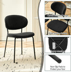 Homedot Modern Kitchen Dining Chairs Black Set of 4, Upholstered Boucle Round Bedroom Reception Side Chairs with Ergonomic Backrest for Apartment, Dining Room, Living Room, Dining Hall