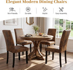Dining Chairs Set of 4, Vintage Brown Kitchen Chairs with Nailhead Trim | Comfy Padded Parsons Chairs with Solid Wood Legs, Suitable for Dining Room, Kitchen, Restaurant